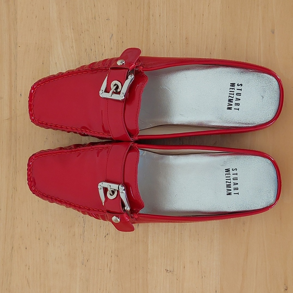 Stuart Weitzman Red Patent Leather Mules - Picture 6 of 15